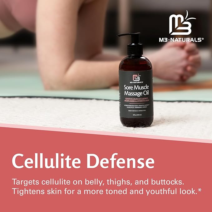 Arnica Sore Muscle Massage Oil for Massage Therapy - with Collagen Stem Cells Arnica and Menthol - Multipurpose Instant Absorption Full Body Massage Oil by M3 Naturals (Pack of 2)