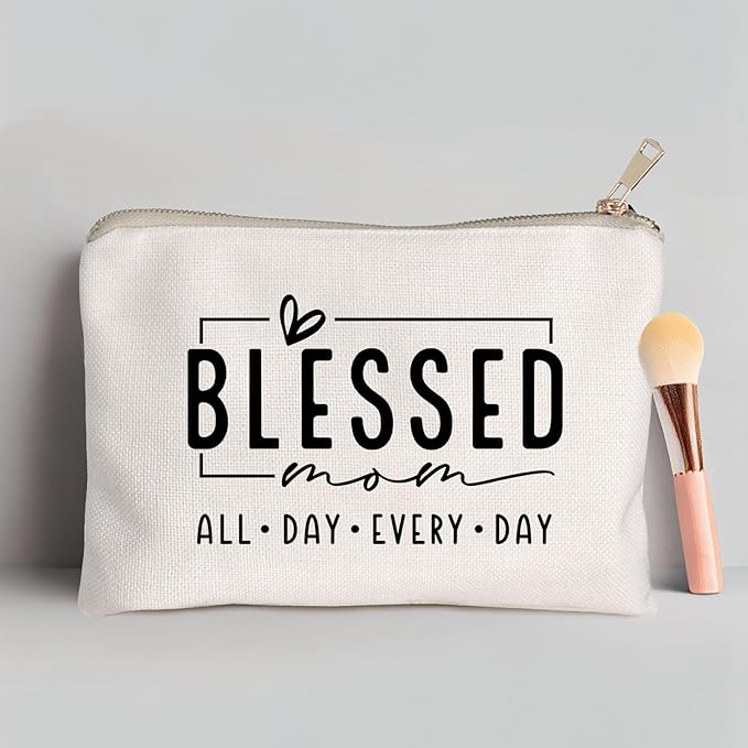 Blessed Mom Makeup Bag Mom Vibes Pouch Mom Life Cosmetic Bag Mom Mode Mother's Day Gift Girl Mama Birthday Gift Boy Mama Travel Bag Bible Verse Toiletry Bag