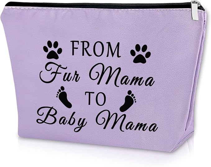 Sazuwu Purple Makeup Bag - Travel & Daily Use Cosmetic Case - Women's New Mom Gifts, Baby Shower, Pregnancy Announcement, Mother's Day, Purple