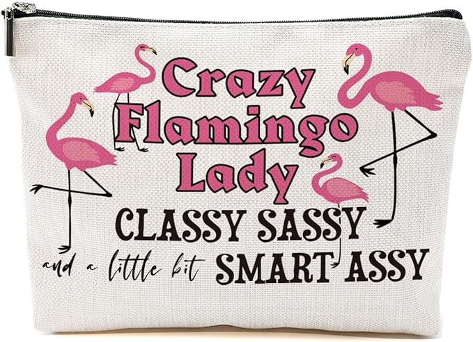 Flamingo Gifts, Flamingo Makeup Bag, Flamingo Bird Animal Lover Gifts for Women Mom, Flamingo Stuff Summer Cosmetic Bag, Flamingo Themed Gifts Funny Toiletry Bag Graduation Birthday Gifts