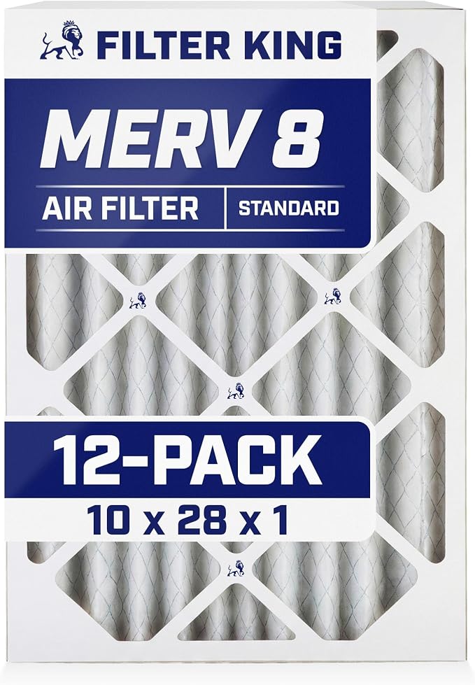 Filter King 10x28x1 Air Filter | 12-PACK | MERV 8 HVAC Pleated A/C Furnace by FilterKing