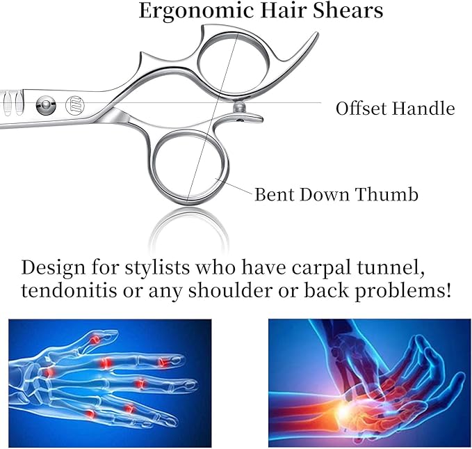 Moontay 6.0" Hair Cutting Shears with Large Finger Holes, Professional Barber Stylist Texturizing Shears, Salon Hair Cutting Scissors, 440C Japanese Stainless Steel, Silver