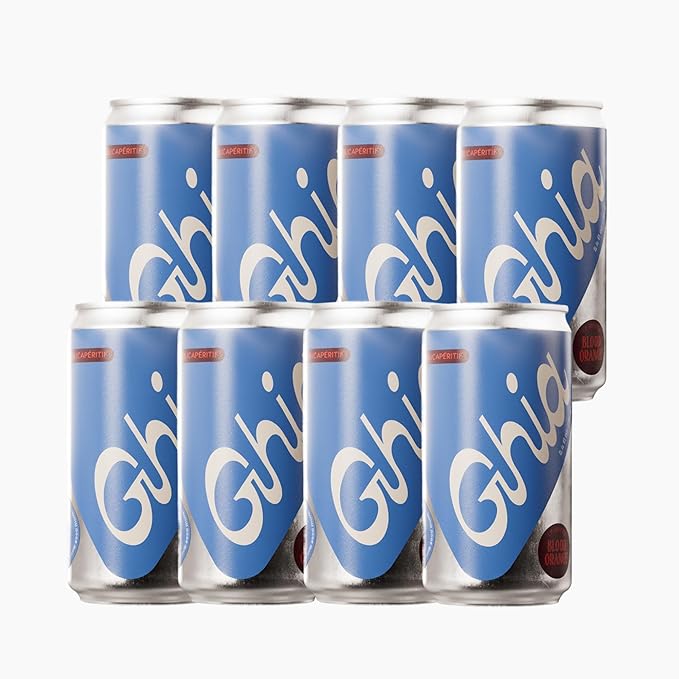 Ghia Non-Alcoholic Le Spritz | Blood Orange 8-Pack | Canned Mocktail & Cocktail Mixer, Zero Proof Sparkling Apéritif with Soothing Herbal Extracts | No Sugar, No Artificial Flavors, Caffeine-Free