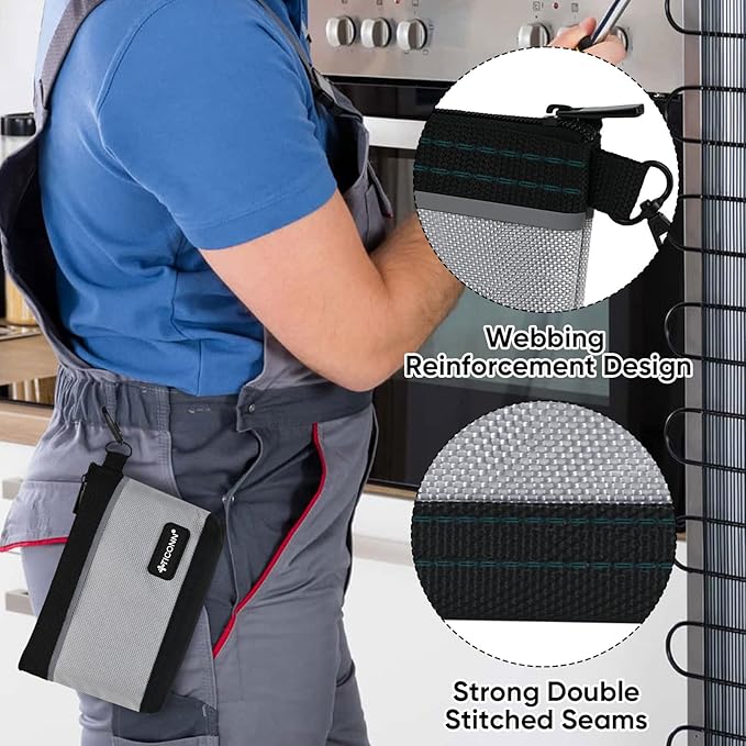 TICONN Tool Pouches with Zipper, 1680D Oxford Small Tool Bags, Waterproof Utility Bag Zipper Pouch for Tool Organizers and Storage (6 Pack Combo)