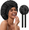 Satin Hair Bonnet for Sleeping Women, Double Layer Silk Bonnets for Women with Tie Band, for Braids Curly Long Hair