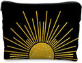 Boho Makeup Bag, Boho Abstract Black and Gold Sun Sunshine Makeup Bags for Women, Boho Gifts for Women, Boho Makeup Pouch Zipper Pouch, Aesthetic Makeup Bag