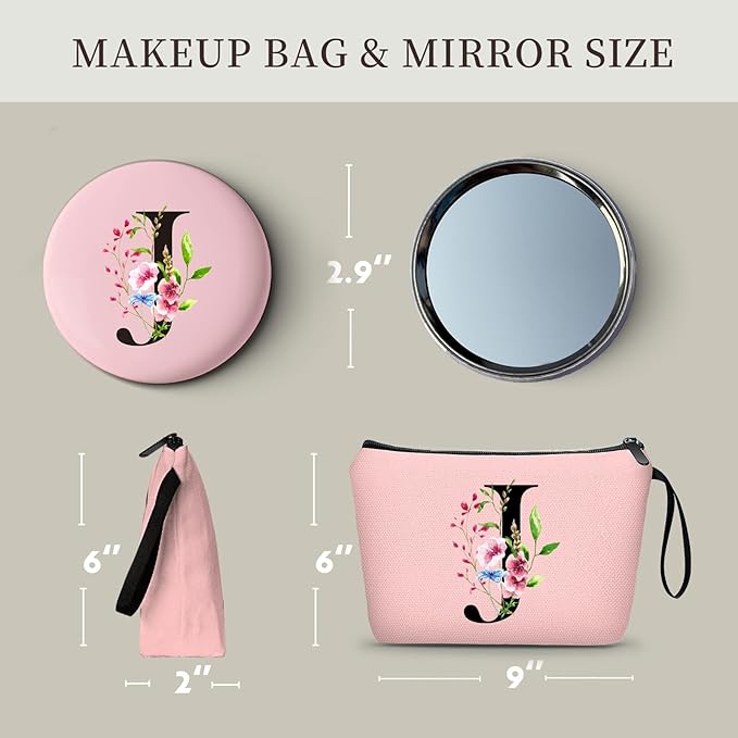 Birthday Inspirational Bridesmaid Proposal Team Small Gifts for Women Mom Aunt Teacher Sister Coworkers Makeup Cosmetic Bag Travel with Mirror Mothers Day Christmas Graduation J