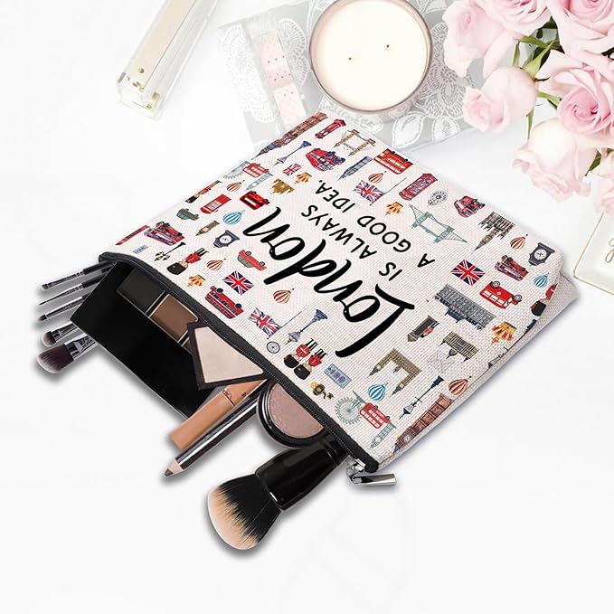 London Lover Souvenirs Gifts: Themed Travel Organizer for Women, Friends - Zipper Pouch Accessories Bag