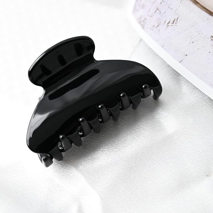 Handmade Celluloid Acetate French Design Barrettes Tortoise Shell Claws Hair Claw Luxury Fashion Accessories Hair Clip for Women (Classic black)