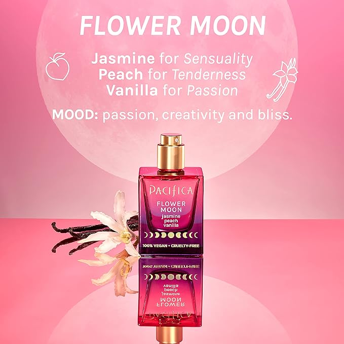 Pacifica Beauty Flower Moon Spray Perfume - Passion, Euphoria, Jasmine, Peach, Vanilla, Musk - Clean, Vegan, 1 fl oz