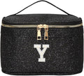 EURYNOME Makeup Bag with Custom Letter Y, Water-Resistant Travel Organizer Pouch, (8.3x5.1x5.1 Inch) Cosmetic Case for Women