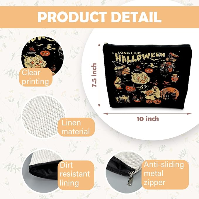 Halloween Witch Makeup Bag, Halloween Gifts for Women, Witchy Gifts for Women, Witch Stuff, Long Live Halloween Makeup Pouch