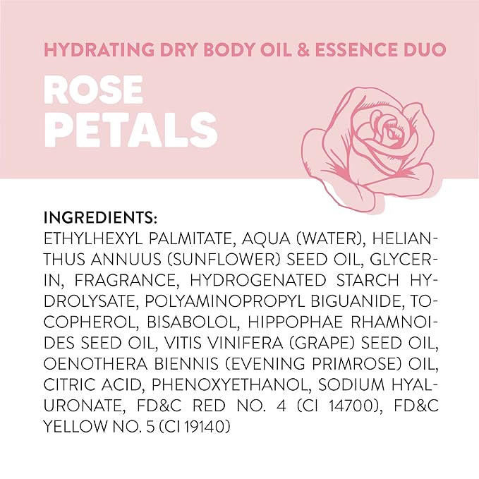Onyx Professional Hydrating Dry Body Oil, Rose Petals, 3.7 fl oz, 2pk