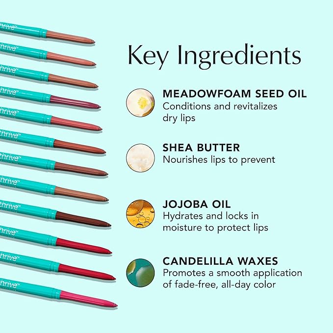 Thrive Causemetics Lip Filler Long-Wearing + Plumping Lip Liner, Shea Butter Hydrating Lip Plumper Retractable Lip Liner Pencil, Built In Sharpener, Vegan & Cruelty Free, Jillian (Apricot)