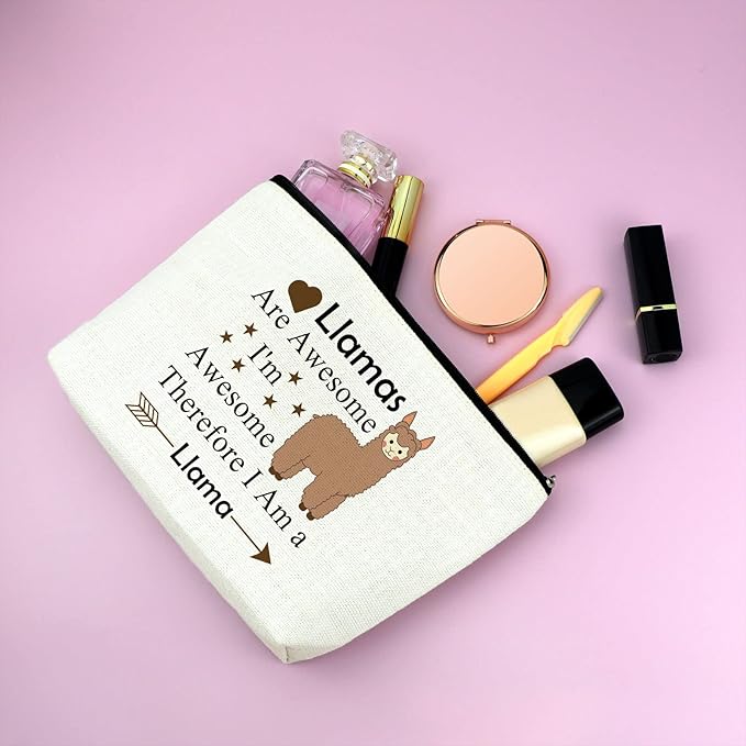 Mxrymvu Llama Gifts for Women Llama Makeup Bag Llamas Lover Gift Llamas Themed Cosmetic Bag Animal Lover Present Graduation Christmas Birthday Present for Daughter Travel Pouch