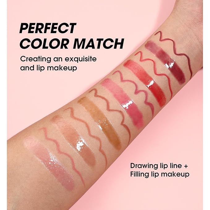 Nude Lip Liner Waterproof Lip Kit With Lip Liner and Gloss Long Lasting Pluming Smudge proof Highly Pigmented Lip Liner Set with Lipgloss (04# Nude)