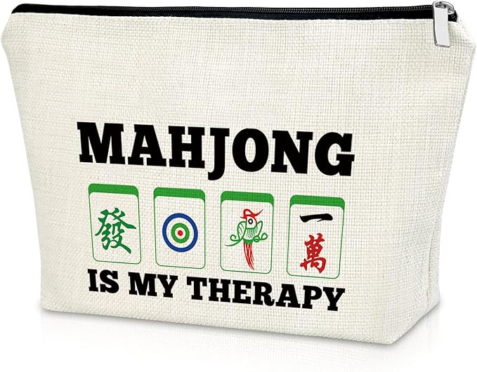 Sazuwu Mahjong Gifts for Women Funny Makeup Bag Cosmetic Organizers Travel Pouch Mahjong Themed Gift for Players Lover Retirement Christmas Birthday Present
