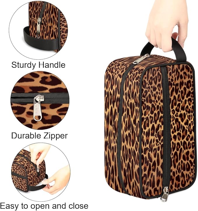 Leopard Cheetah Skin Print Travel Toiletry Bag for Women Men Lightweight Cosmetic Makeup Bag Organizer Waterproof Shaving Bag Dopp Kit with Large Capacity for Toiletries and Shaving Accessories
