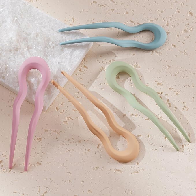 Sunolga 8PCS French Hair Pins for Thick Hair, Fashion French Pins Hair Styling, Matte French Hairpin for Women Fine Hair Accessories, French Twist Pin Wavy U Shaped Holiday Gifts