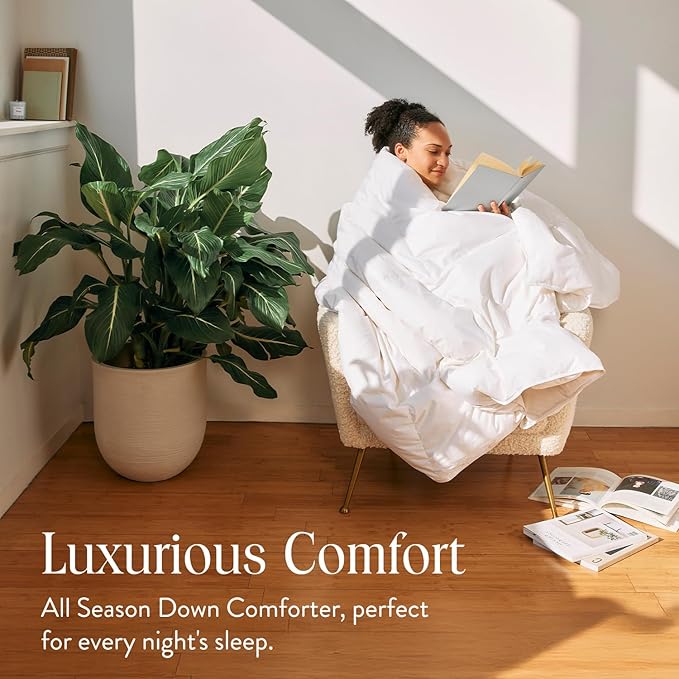 Brooklinen All Season Luxury Down Comforter, 100% Natural Canadian Duck Down Duvet Insert - 700 Fill Power, 100% Cotton Shell, Baffle Box Construction, Full/Queen Size Comforter