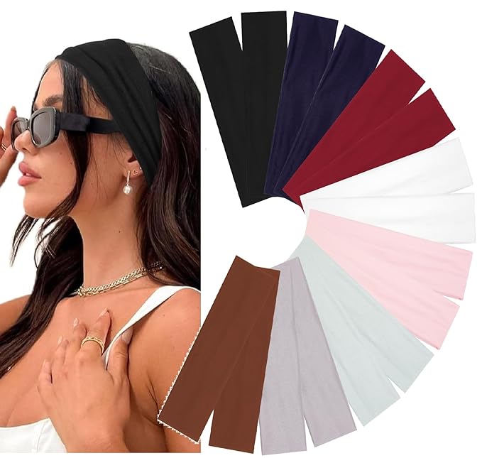 Huachi Headbands for Women 16 Pack Elastic Hair Bands, Non Slip Soft Cloth Fabric Head Bands, Fashion Womens Headband