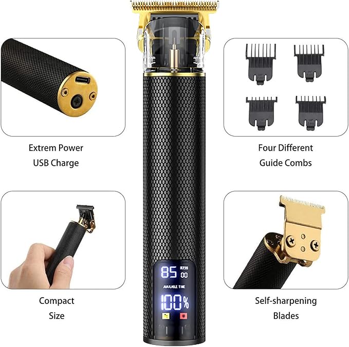 𝑵𝒆𝒘 𝑼𝒑𝒈𝒓𝒂𝒅𝒆𝒅 Hair Clippers for Mens Hair Trimmer T-Blade Trimmer Professional Haircut & Grooming Kit Rechargeable Clippers Hair Trimmer Shaver LCD Display (Black)