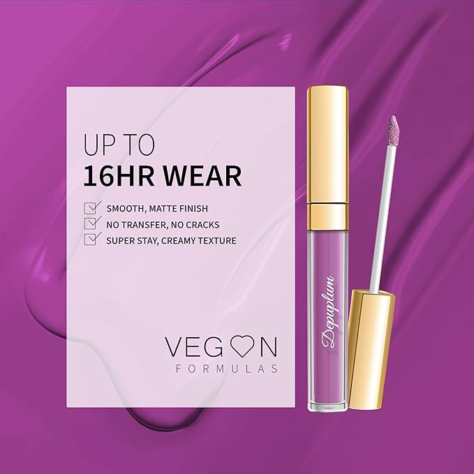 Purple Pink Lipstick Matte for Women Super Stay Long Lasting Lipstick Smudge Proof No Transfer Liquid Lipsticks Cruelty Free Lip Makeup, DM21 Pearl purple
