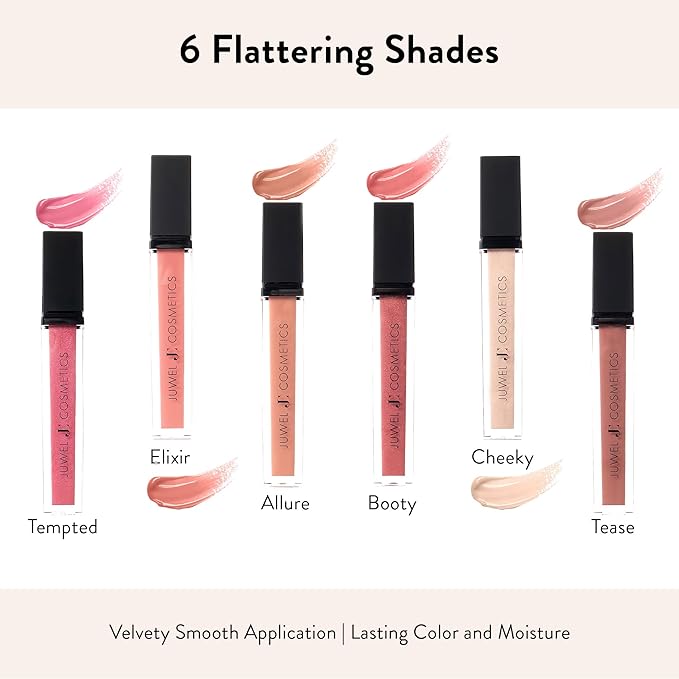 Juwel Cosmetics Luminizing Lip Gloss – Hydrating & Moisturizing for Dry Lips with Beeswax, Castor Oil & Vitamin E, Smooth Finish Tinted Lip Gloss for Women, Vegan, Cheeky