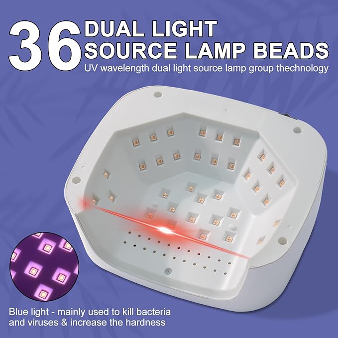 LIMEGIRL UV LED Nail Lamp Kit for Gel Polish Professional Fast Curing White Dryer Light Set with 4 Timer Settings Cordless Rechargeable Nail Art Cure Machine with UV Gloves and Automatic Sensor