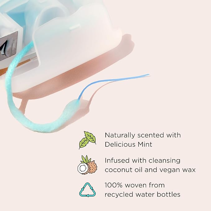 Cocofloss CocoPlush Threaders, Dental Floss for Implants, Bridges, and Braces, Mint, Waxed, Dentist-Designed Oral Care with Coconut Oil, 30 Per Pack