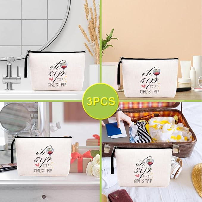Hanamiya Na 3Pcs Girls Trip Gifts Favors Weekend Bag Funny Makeup Bag Girls Weekend Gifts Friendship Weekender Bags for Women Girl Bridesmaid Cosmetic Bags Zipper Pouch Wedding Bachelorette Party