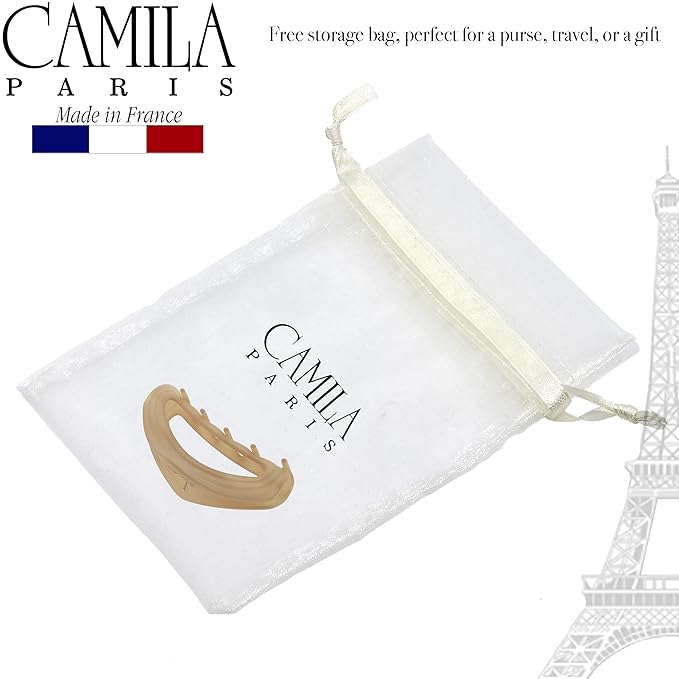 Camila Paris CP3528 French Hair Clip for Women, Beige, Girls Hair Claw Clip Jaw Fashion Durable and Styling Hair Accessories for Women, Luxury Ladies Strong Hold No Slip Grip Clamp, Made in France