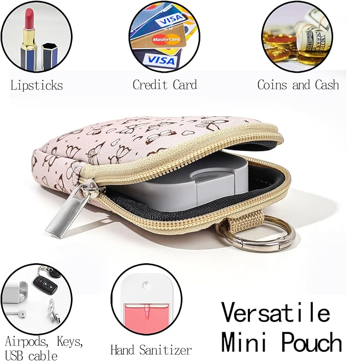 COOKOOKY 2 Pack Hand Sanitizer Spray Case Compatible with Touchland, Hand Sanitizer Holder, Mini Zippered Pouch, Small Makeup Bag for Women Friends Girls Gifts Idea
