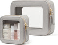 Popvibe Clear Makeup Bag Travel Cosmetic Case Transparent Toiletry Bag with Zipper, Portable Make Up Organizer Traveling Compact Car Bag for Essentials
