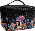 Colorful Mushrooms Pattern Makeup Bag Travel Cosmetic Bag with Zipper and Handle Portable Large Capacity Toiletry Case for Women Ladies Travel Accessories