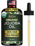 Ella & Eden Organic Jojoba Oil – USDA Certified, Cold-Pressed, 100% Pure & Unrefined, Hexane-Free Oil for Skin, Face, Hair & Nails – 4 Fl Oz Glass Bottle