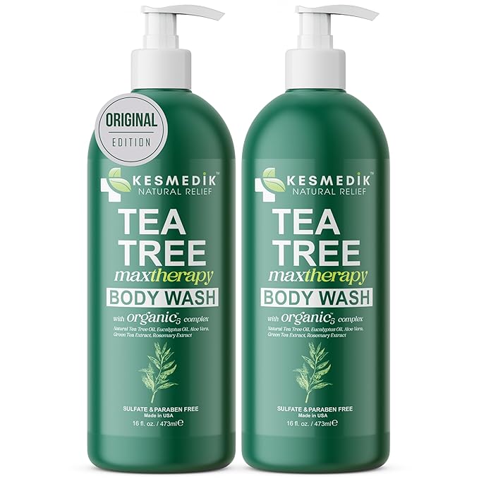 Tea Tree Body Wash MaxTherapy, Itchy Skin Relief Soap, Soothes Jock Itch, Athlete's Foot, Acne, Eczema, Psoriasis & Sensitive Skin, Intimate Wash, Men & Women, 2-Pack, Original Edition