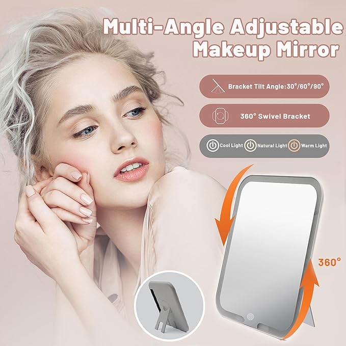 Travel Makeup Bag with LED Mirror – 3 Brightness Modes, Portable Lighted Makeup Case with Adjustable Dividers, Cosmetic Organizer Gift for Women (Pink)
