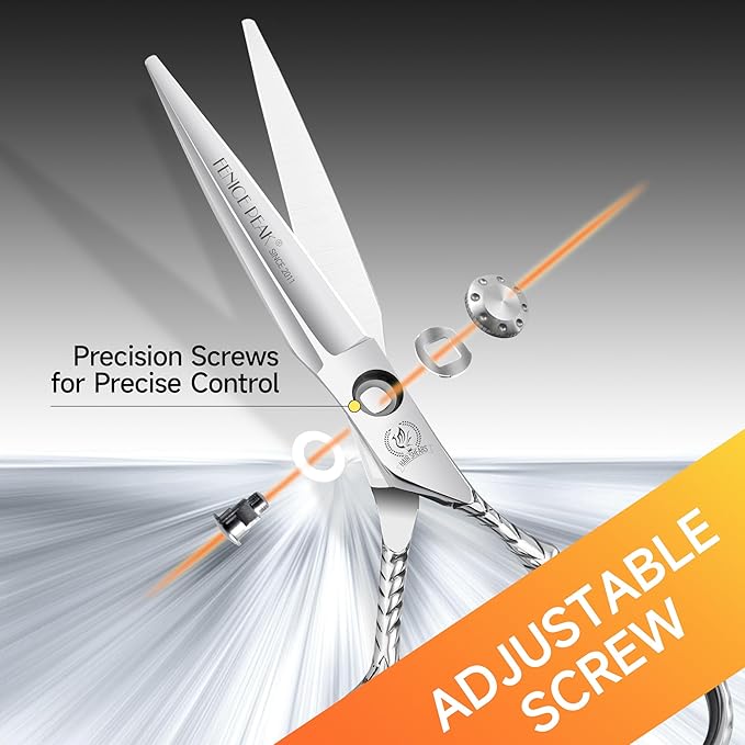 Fenice Peak Straight Hair Cutting Scissors 5.5'' Barber Haircut Shears with Sharp Razor Edge 440C Hair Scissors with Engraving Handle for Salon and Home User