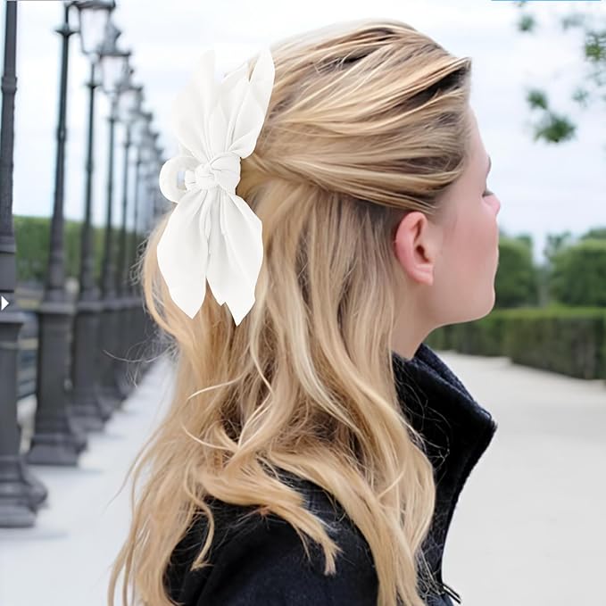Bow Claw Clips Bow Hair Clips Black White 2PCS Big Hair Bows for Women Butterfly Styling Large Hair Clips for Thick Hair for Girls Hair Accessories for Teen