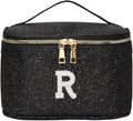 EURYNOME Makeup Bag with Custom Letter R, Water-Resistant Travel Organizer Pouch, (8.3x5.1x5.1 Inch) Cosmetic Case for Women