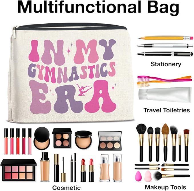 Makeup Bag Gymnast Gifts for Women, Funny Gymnastics Gifts in My Gymnastics Era Cosmetic Bag Zipper Makeup Pouch