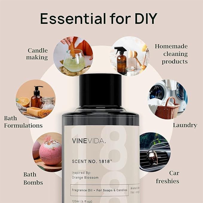 VINEVIDA [4 Fl Oz] Ocean Rain Fragrance Oil for Cold Air Diffusers, Essential Oils for Diffuser Oil Refill & Air Freshener Room Spray