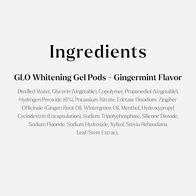 GLO Science So Brilliant Teeth Whitening Gel Pods – Safe, Effective Tooth Whitener with Silicon Brush, 6% Hydrogen Peroxide – Designed for Sensitive Teeth – Gingermint Flavor (2 Packs of 5)