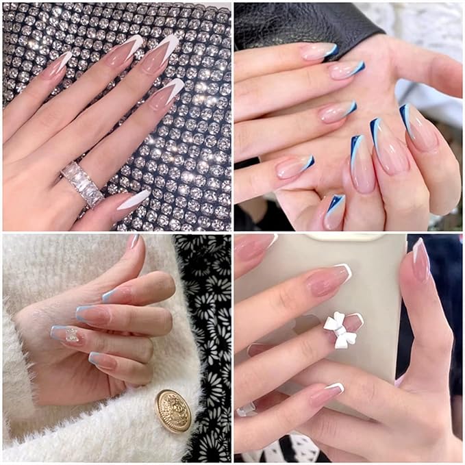 WOKOTO 10pcs French Nail Brushes For Nails 2 Style Moon Shape French Brush For French Tip Nail Brushes French Manicure Brush For Women Nail Art Brushes Nails Wood Penholder French Tip Nail Tools