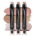 Brown Eyeshadow Stick Makeup Set 3PCS, Neutral Shimmer And Matte Cream Eye Shadow Palette, Metallic Bronze Smoky Eyeliner Brightener Crayon Pencil Kit, Ideal Gift for Women -Rosewood Bloom