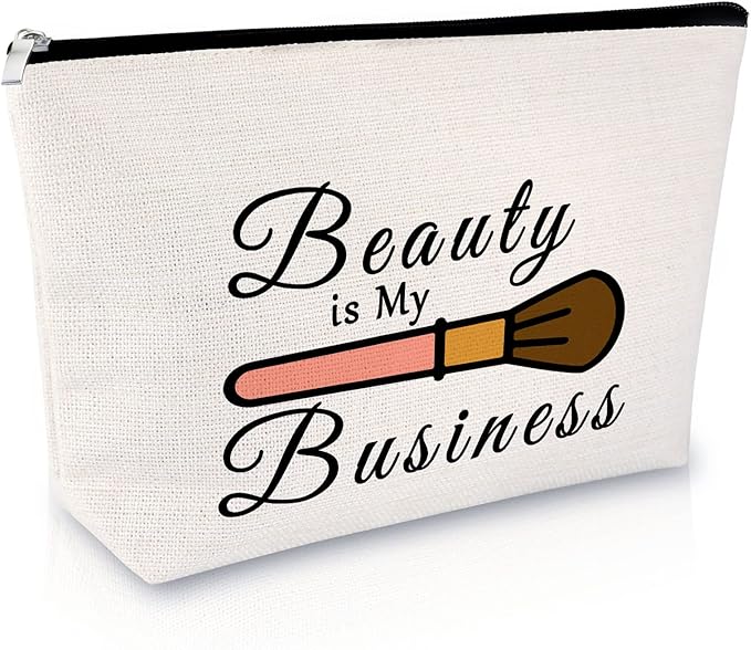 Sfodiary Beauty Themed Makeup Bag Funny Cosmetologist Graduation Gifts for Women Makeup Artist Enthusiasts Lovers Travel Cosmetic Pouch