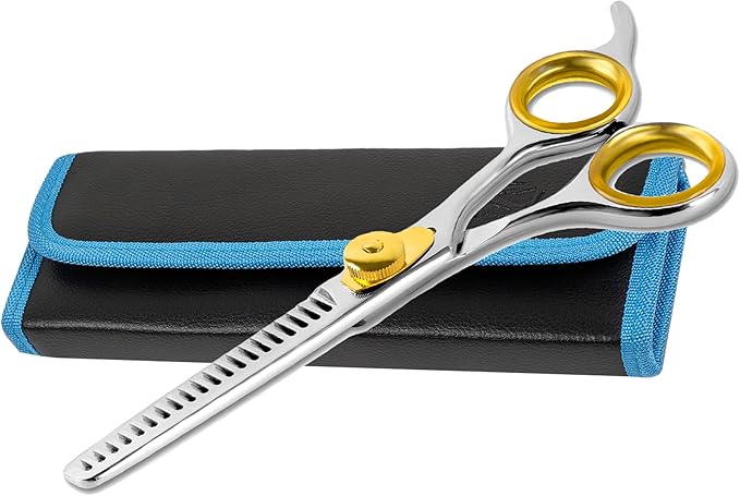 SHARF Gold Touch Barber 5.75 Inch, 20-Tooth Professional Thinning Shears 440c Japanese Stainless Steel Barber Scissors For Men and Women