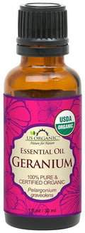 US Organic 100% Pure Geranium Essential Oil - USDA Certified Organic, Steam Distilled - W/Euro droppers (More Size Variations Available) (30 ml / 1 fl oz)
