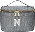 EURYNOME Makeup Bag with Custom Letter N, Water-Resistant Travel Organizer Pouch, (8.3x5.1x5.1 Inch) Cosmetic Case for Women